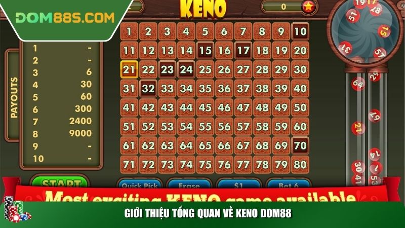 Giới thiệu tổng quan về Keno Dom88